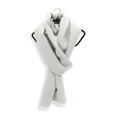 PEARL GREY WOOL SILK BLEND SCARF - DOMINO