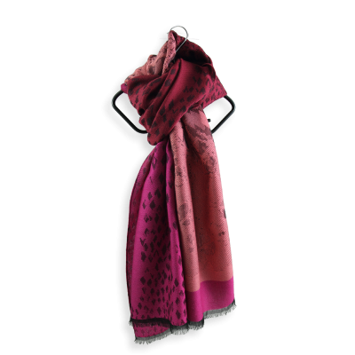 PINK and FUCHSIA, MERINO WOOL and RAYON BLEND STOLE - DELICE