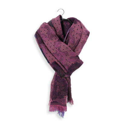 PINK FUXIA, MERINO WOOL and SILK BLEND STOLE - FLOWER POWER