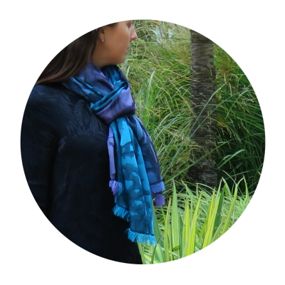 PURPLE and TURQUOISE, MERINO WOOL and RAYON BLEND STOLE - ROSAE