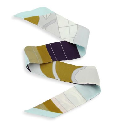 PURPLE TWILL SILK RIBBON SCARF - CLOUDY