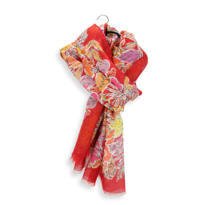 RED COTTON SILK BLEND STOLE - ROMEO