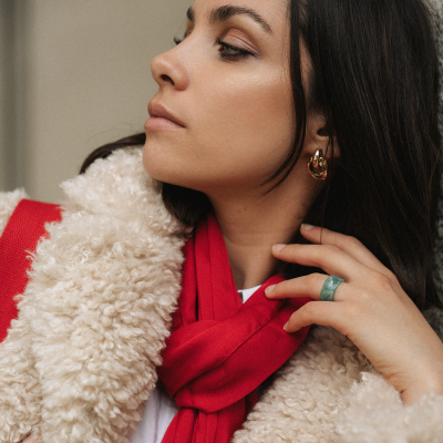 RED MONOCHROME SILK STOLE