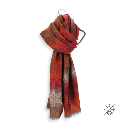 RUST and BRICK RED, WOOL and SILK BLEND STOLE - BOUDOIR OMBRE