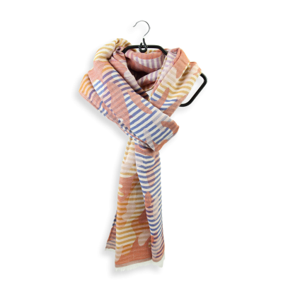 RUST RED and NAVY BLUE, COTTON, RAYON and SILK BLEND SCARF - EPHESE 