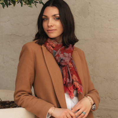 RUSTY, WOOL BLEND STOLE - FLOWER POWER