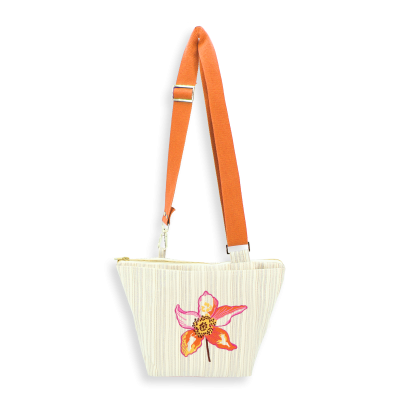 SAC BANDOULIERE BRODE - TRIO FLEURI OR