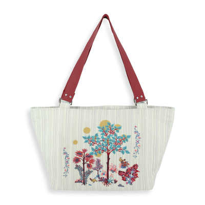 SAC CABAS  BRODE - ARBRE DE NELLY ARGENT