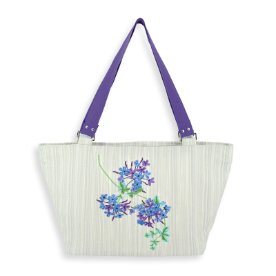 SAC CABAS  BRODE - PEINTURE ANGLAISE ARGENT
