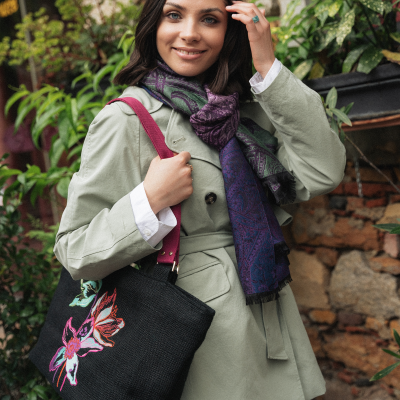 SAC CABAS JUTE - TRIO FLEURI