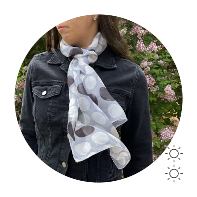 SILK PRINTED STOLE BIG DOTS GREY