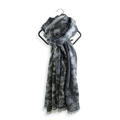 SILVER, WOOL BLEND STOLE - ROMANTIQUE