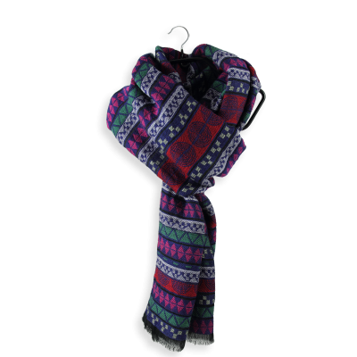 STOLE MERINO WOOL COTTON SILK BLUE PINK