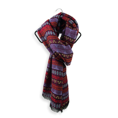 STOLE MERINO WOOL COTTON SILK RED