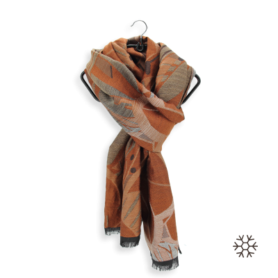 TABACO BROWN, MERINO WOOL AND SILK BLEND STOLE - NEO FLORAL