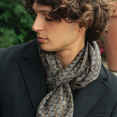 TAUPE CASHMERE BLEND SCARF - MANCHESTER