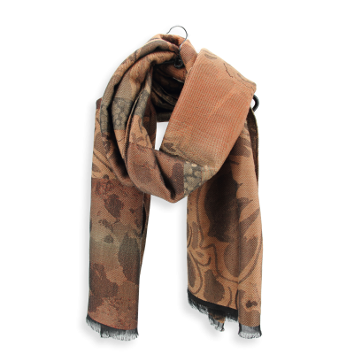 TERRA COTTA COLORED LARGE MERINO WOOL COTTON RAYON AND SILK BLEND STOLE - SENTIMENT