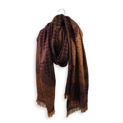 TOBACCO BROWN, MERINO WOOL COTTON and SILK BLEND STOLE - MONTREAL