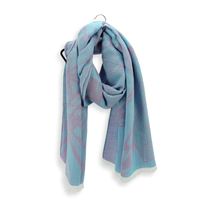 TURQUOISE and PARMA, COTTON and RAYON BLEND STOLE - ARUM