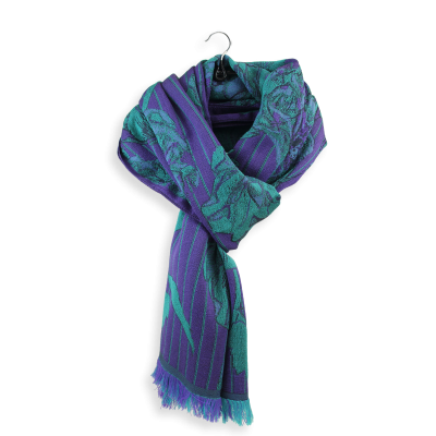 TURQUOISE and VIOLET MERINO WOOL and SILK STOLE - DIVA