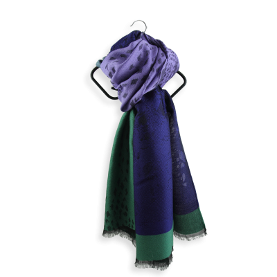 VIOLET and GREEN, MERINO WOOL and RAYON BLEND STOLE - DELICE