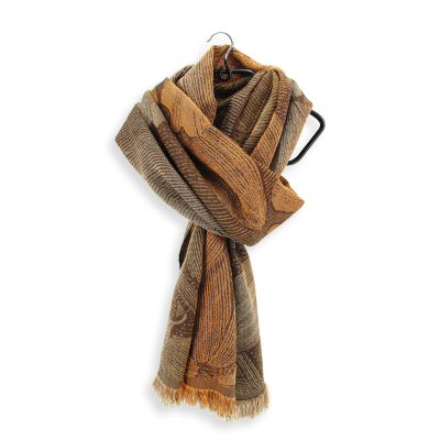 YELLOW ACHRE AND CHESTNUT BROWN, SILK, COTTON AND WOOL BLEND STOLE - DREAM