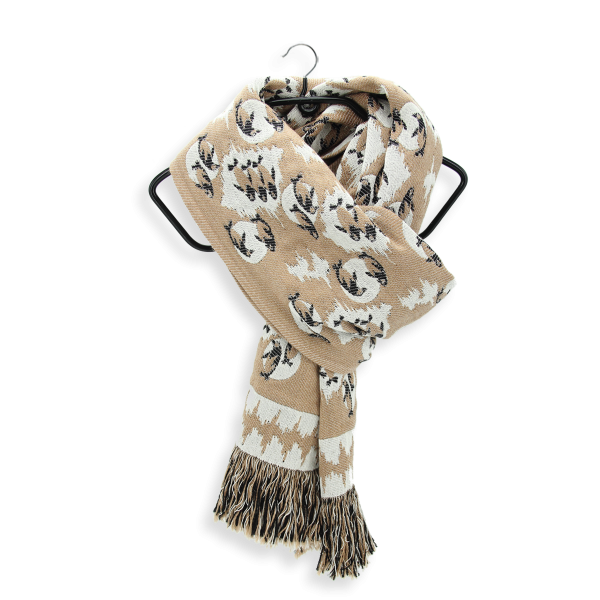 Penguin-beige-white-wool-children’s-scarf