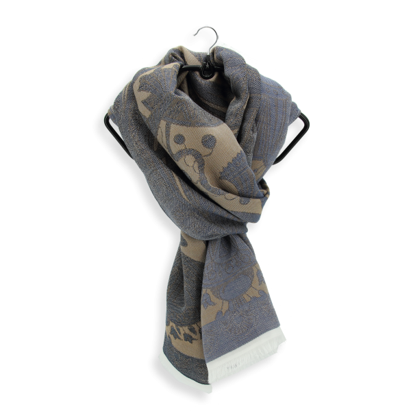 Stole-bio-cotton-certified-navy-beige-Egypte