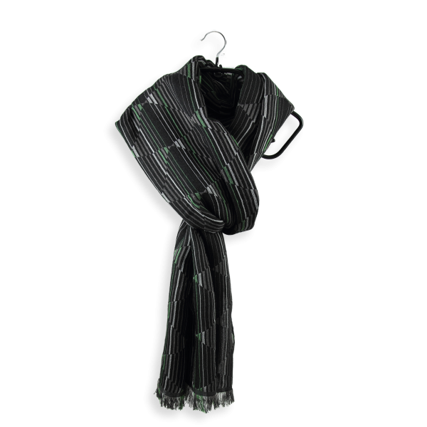 Black-green-cotton-silk-men’s-scarf-Chicago