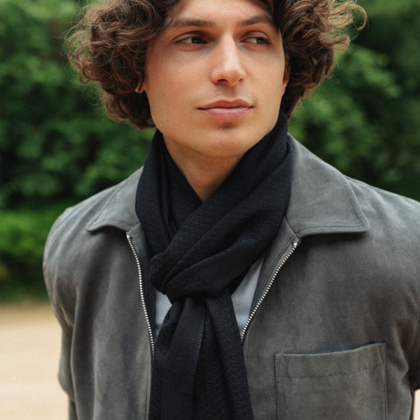 black-silk-cashmere-men’s-scarf-Thales