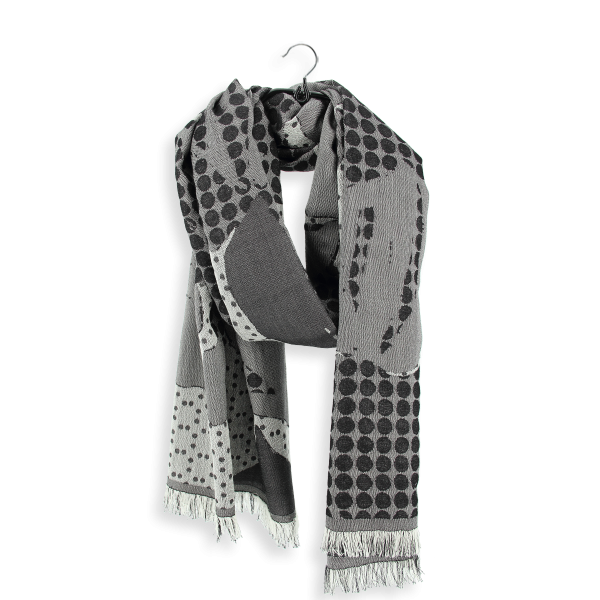 Black and white-cotton-silk-wool-women's-oversize-stole-Montreal