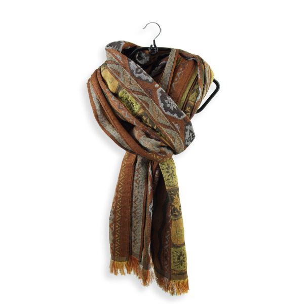 Brown-women’s-wool-cotton-silk-scarf-Chanson