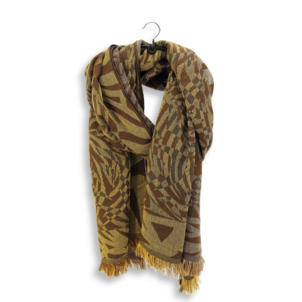 Fascine-brown-yellow-cotton-silk-wool-women’s-stole