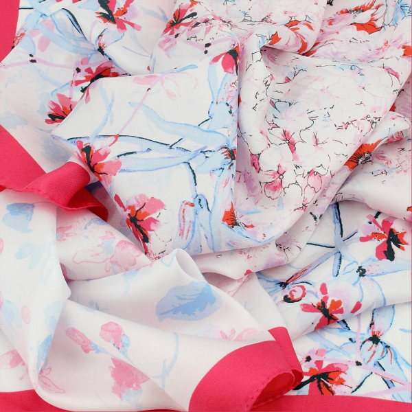 Carré-rose-twill soie-bio-imprimé-aquarelle