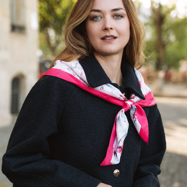 Carré-rose-twill soie-bio-imprimé-aquarelle