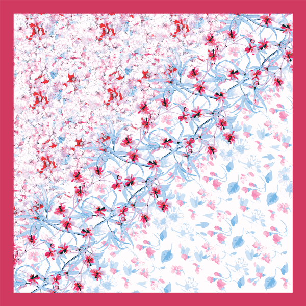 Carré-rose-twill soie-bio-imprimé-aquarelle