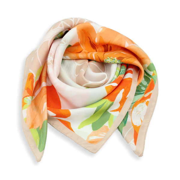 Carré-beige-soie-bio-imprimé-Marin