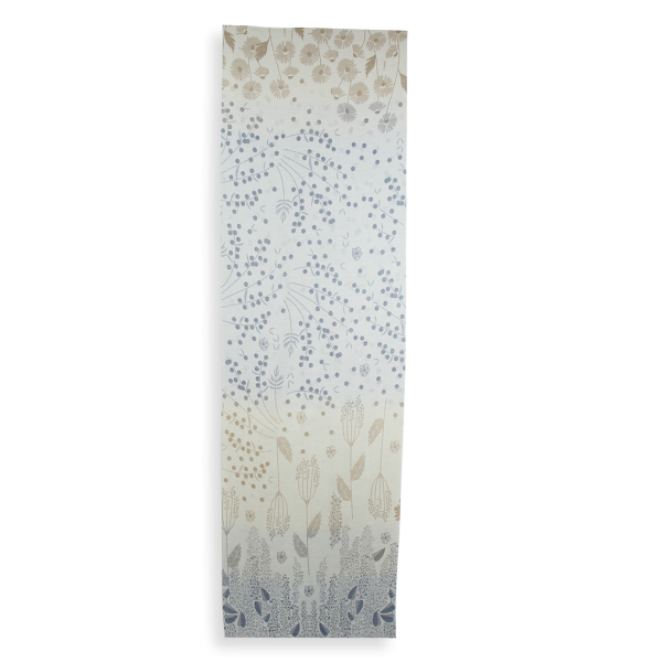 Chèche-femme-coton bio-bleu-beige-Jardin