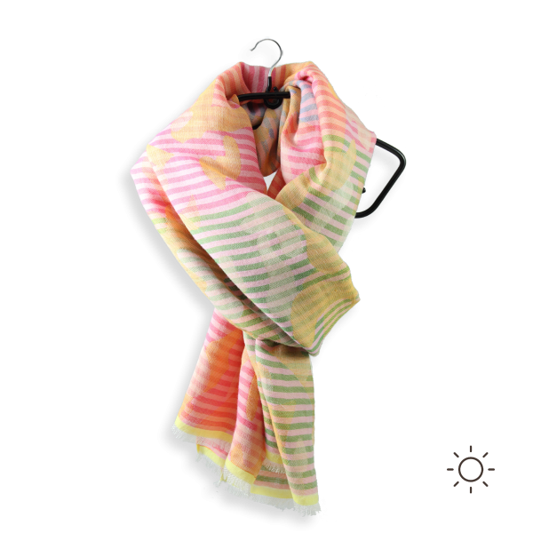 Chèche-femme-Ephese-soie-coton-modal-jaune-rouge-2A