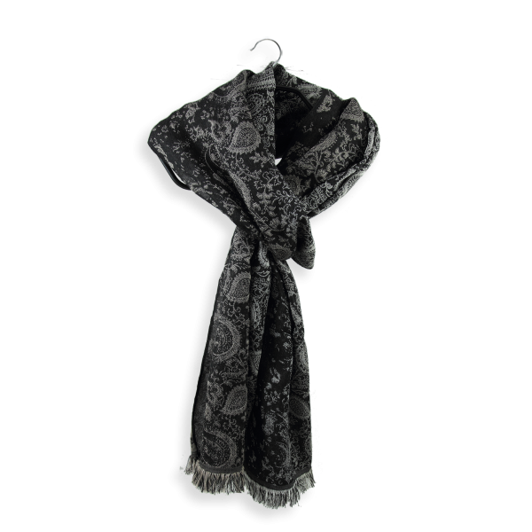 Scarf-women’s-cotton-silk-black-off-white-Mumbai