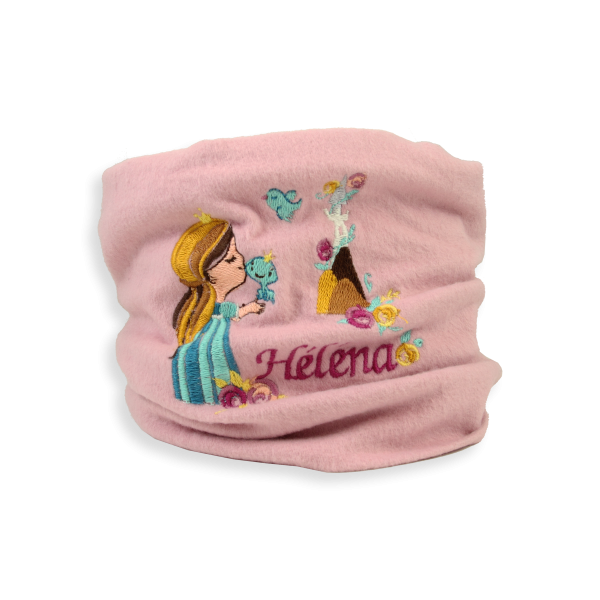 Soft pink-organic-cotton-princess-embroidered-children’s-scarf