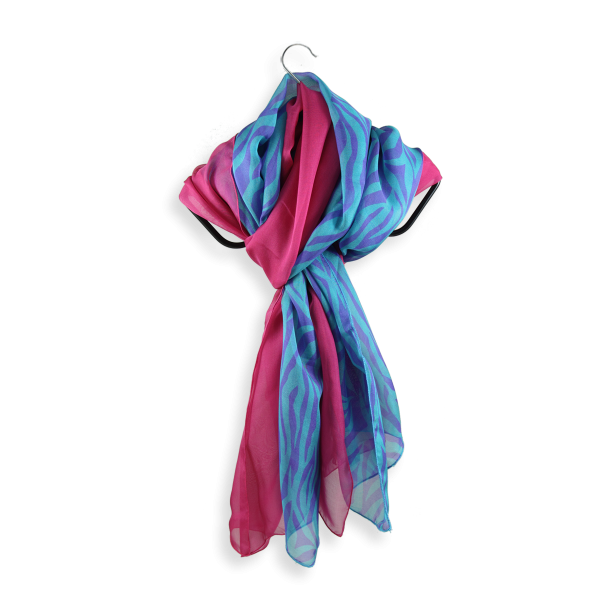 foulard soie imprime rayures turquoise violet uni rose fuchsia fabrique en france