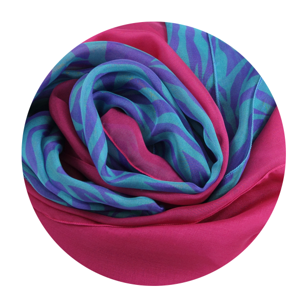 foulard soie imprime rayures turquoise violet uni rose fuchsia fabrique en france