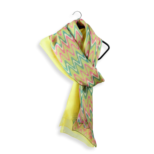 Foulard-femme-soie-jaune-vert-vague-2A