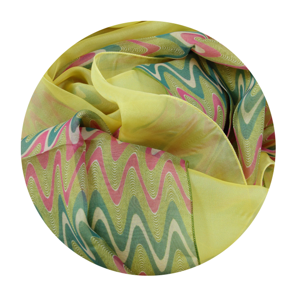 Foulard-femme-soie-jaune-vert-vague-2A