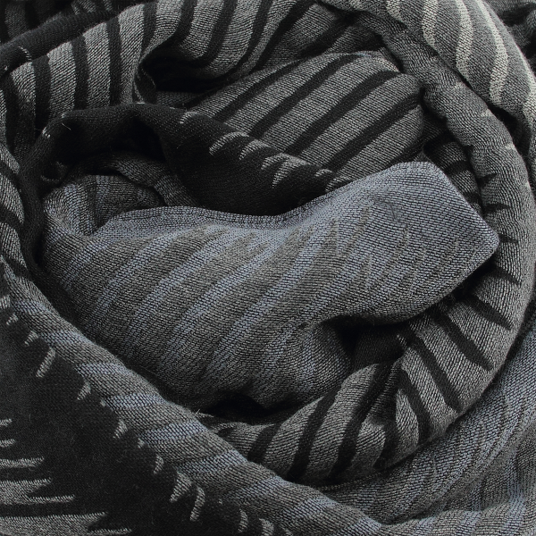 Echarpe-homme-cachemire-laine mérinos-soie-gris-noir-Classique