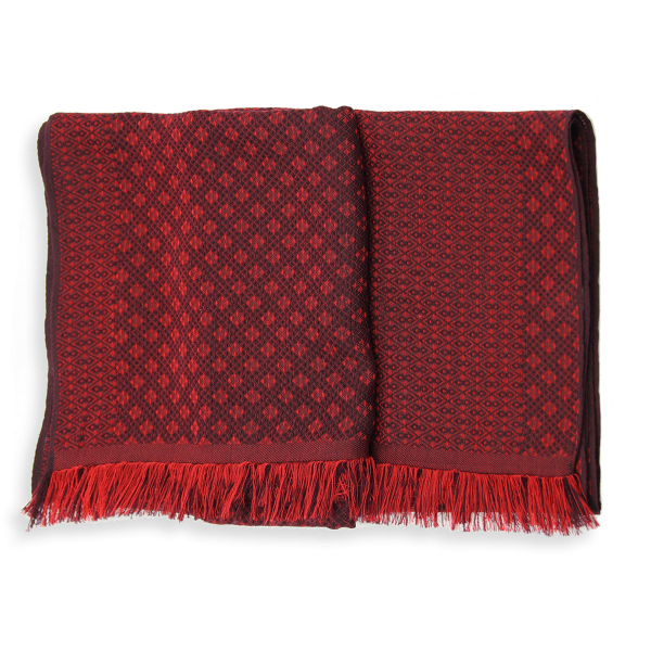 Echarpe-homme-cachemire-soie-coton-rouge-Losange