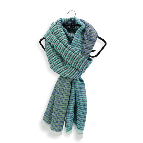 Echarpe-homme-femme-coton-modal-turquoise-marine-Chèche