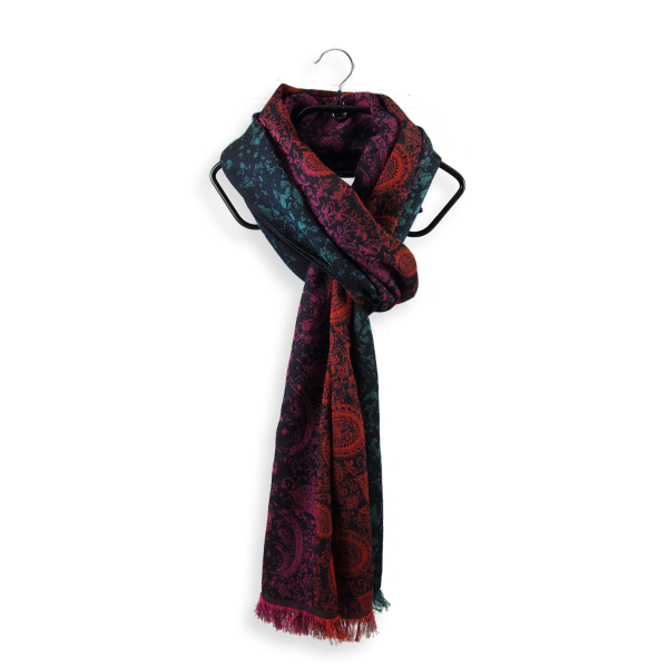 Etole-femme-coton-soie-marine-rouge-Mumbai-3A