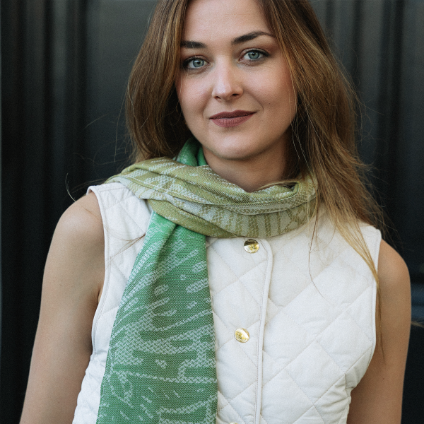 Echarpe-femme-coton-soie-vert-Butterfly